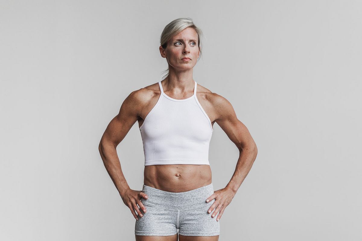 Nobull Halter Crop Ribbed Women's Tank Tops White | Australia (DR8391)
